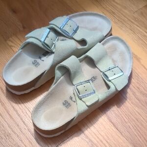 Birkenstock Green Sandals with Adjustable Straps and Contoured Footbed